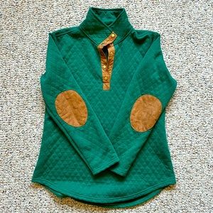 Pink Lilly Green Pullover with Elbow Patches, size S